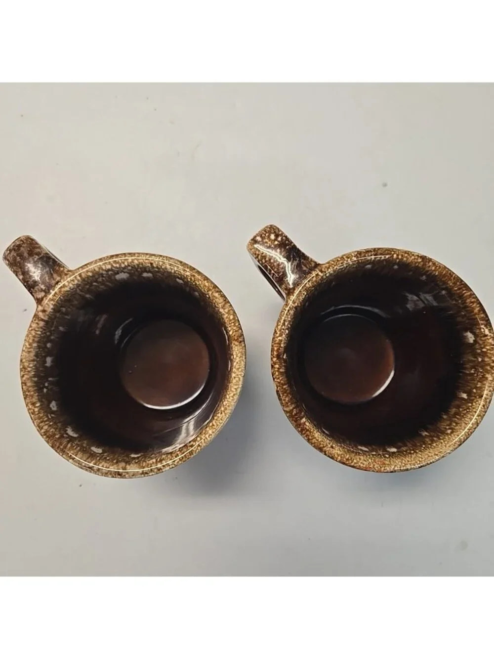 Set Of 2 Vintage Hull Pottery Brown Drip Glaze Coffee Mugs Oven Proof USA Cups